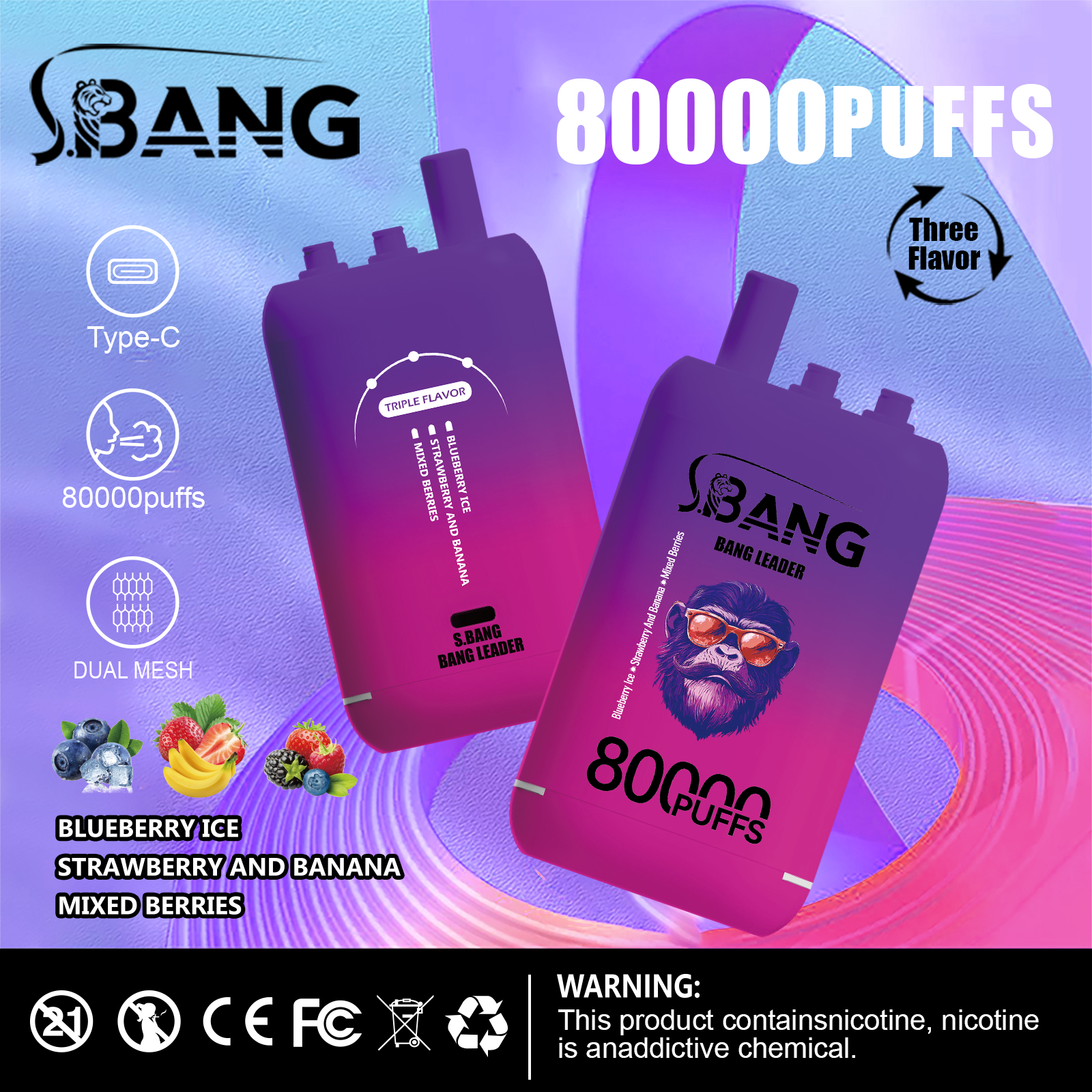 Bang Leader 80000 80K Puffs 3 in 1 Flavors Newest Original Rechargeable Disposable Vape - Image 25