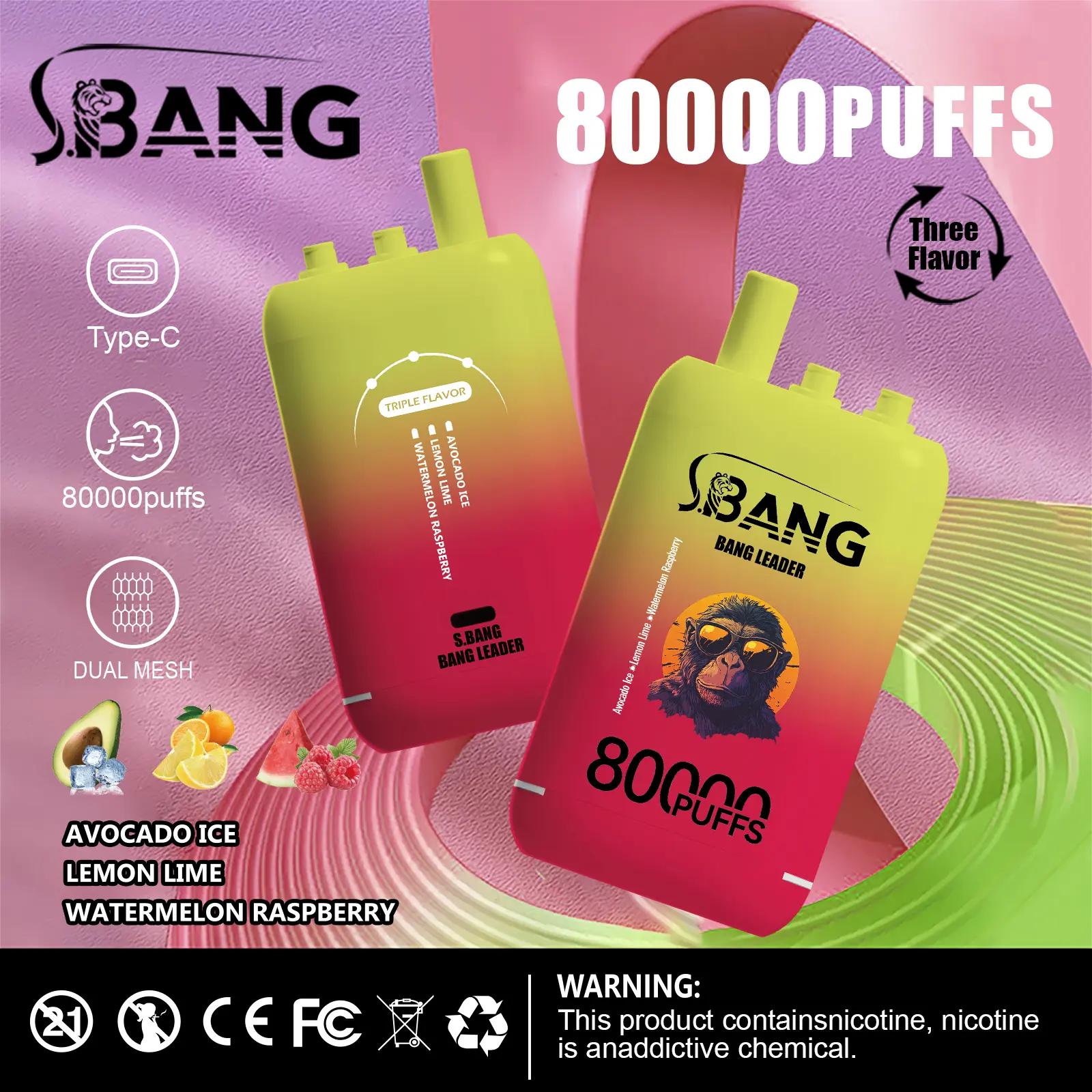 Bang Leader 80000 80K Puffs 3 in 1 Flavors Newest Original Rechargeable Disposable Vape - Image 6
