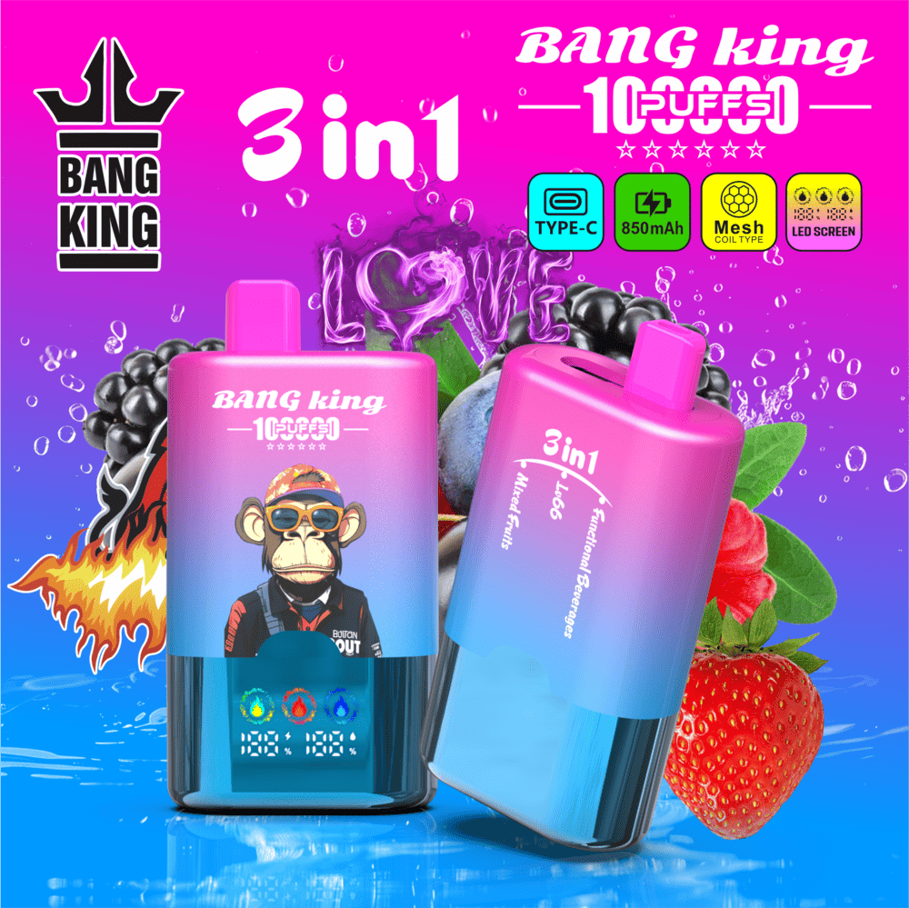 Bang King 100000 100K Puffs 3 In 1 Flavors Original Rechargeable LED Display Disposable Vape - Image 17