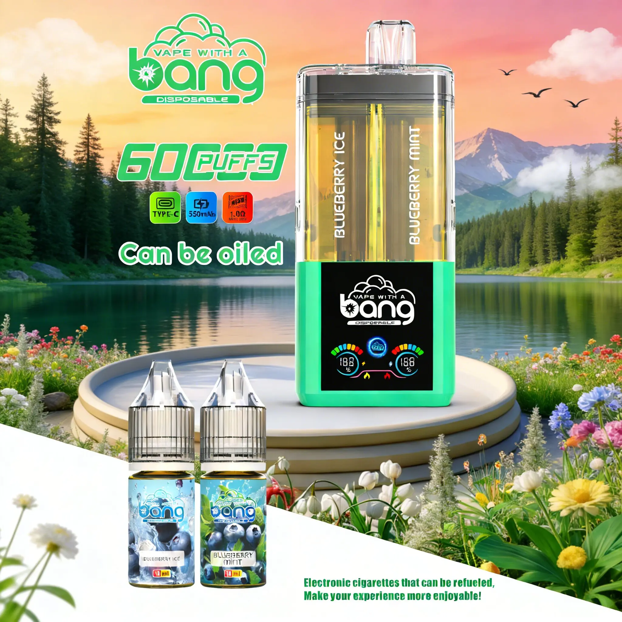 Bang 60K 60000 Puffs Dual Flavors Rechargeable Original Refillable Oil Vape - Image 4