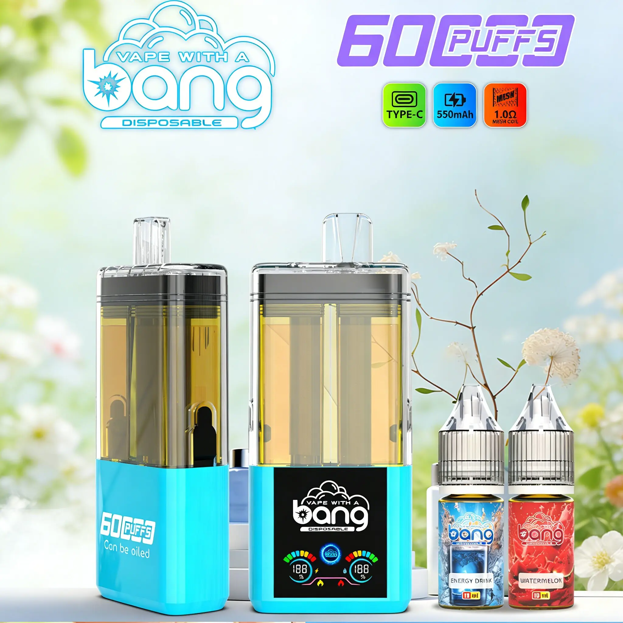 Bang 60K 60000 Puffs Dual Flavors Rechargeable Original Refillable Oil Vape - Image 2