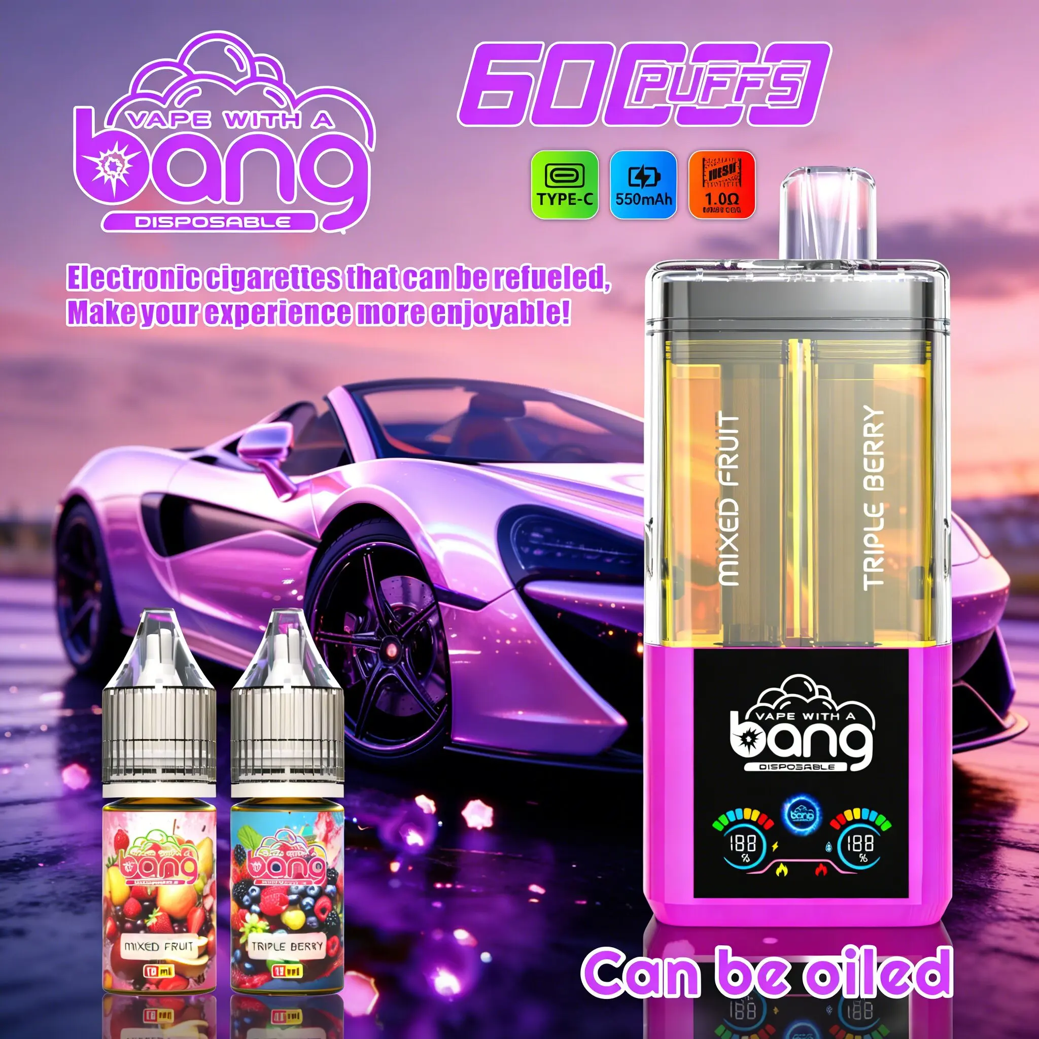 Bang 60K 60000 Puffs Dual Flavors Rechargeable Original Refillable Oil Vape - Image 14